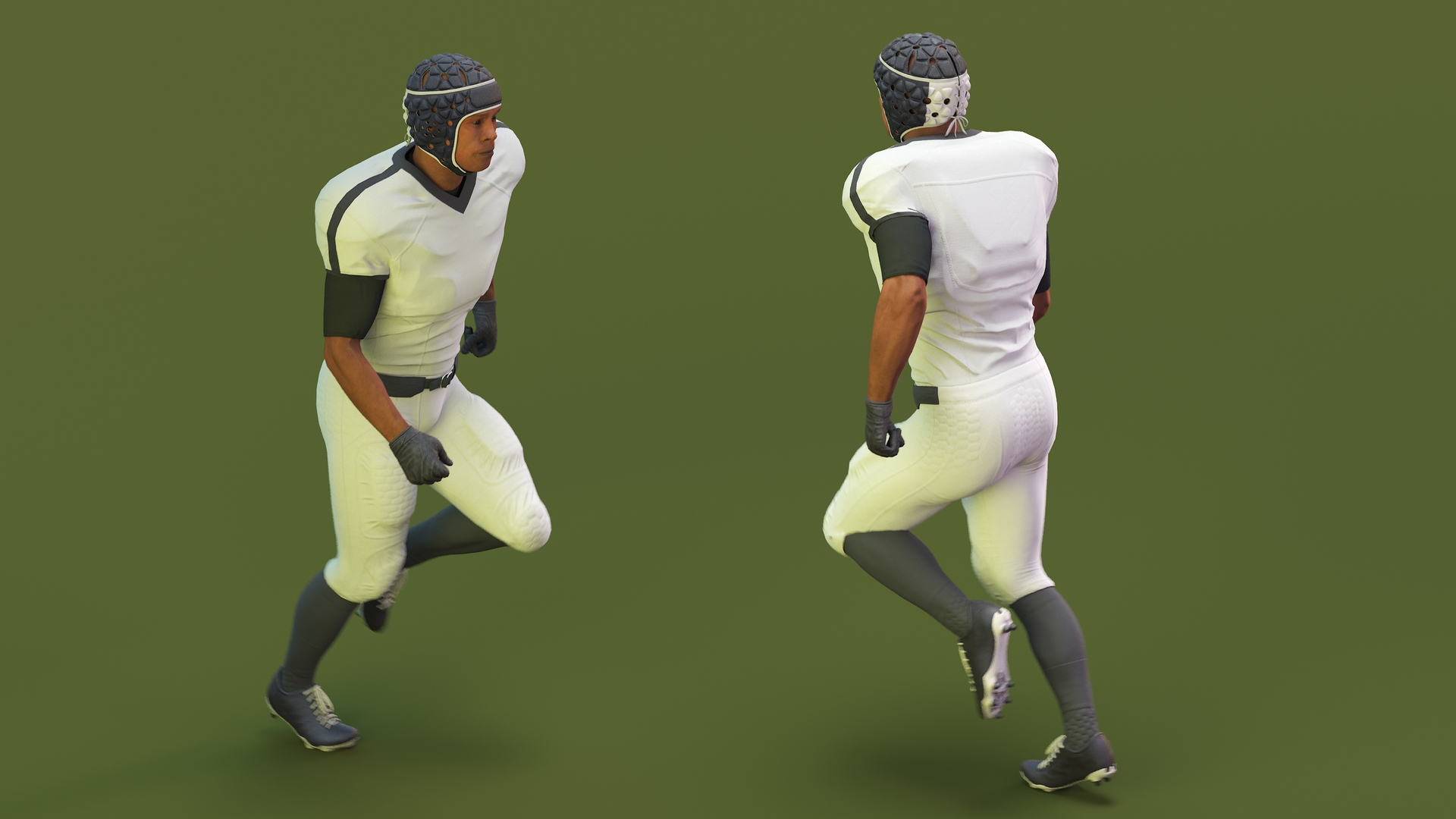 3D Uniform Black Man Football Player with Rugby Helmet Rigged model