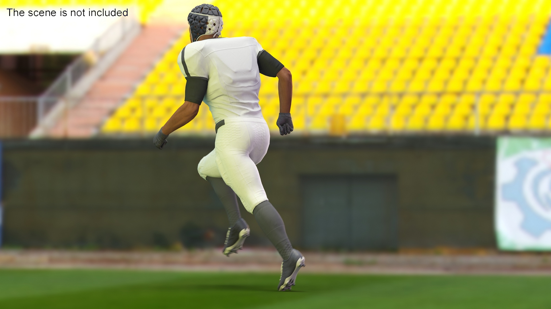 3D Uniform Black Man Football Player with Rugby Helmet Rigged model
