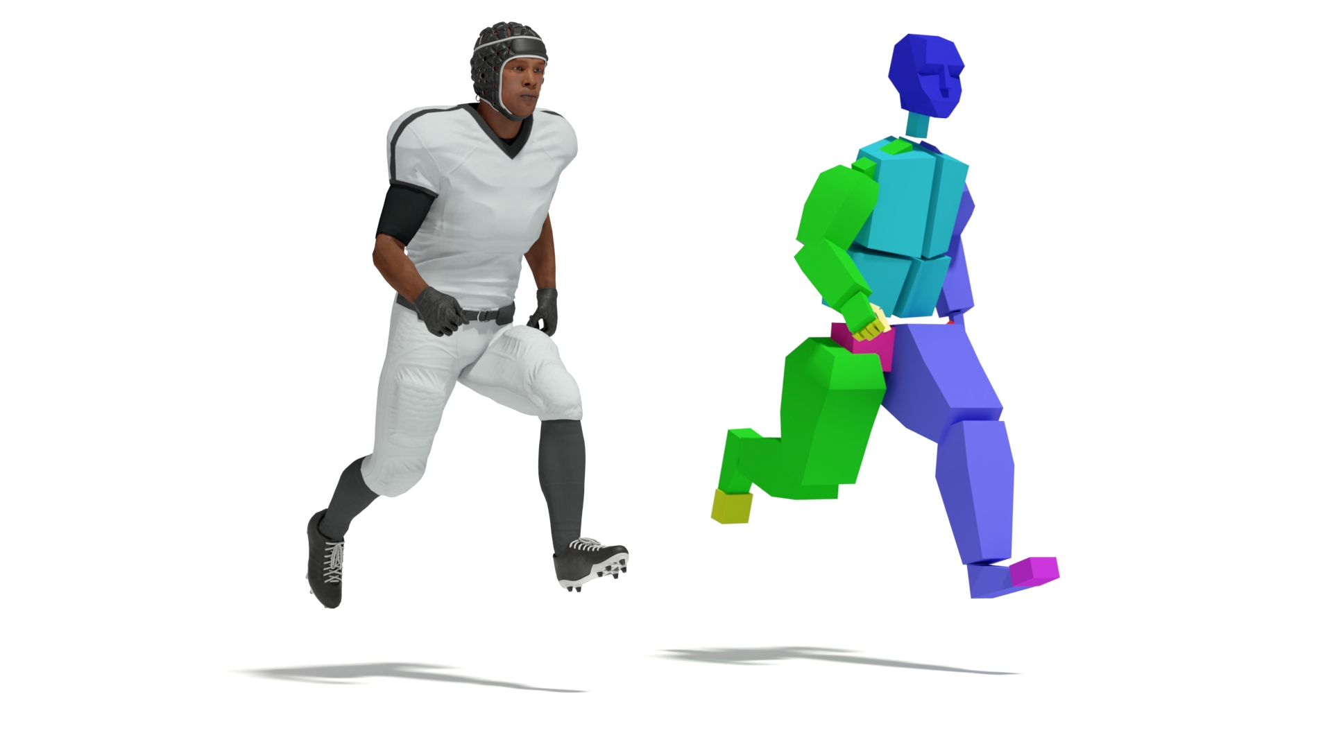 3D Uniform Black Man Football Player with Rugby Helmet Rigged model