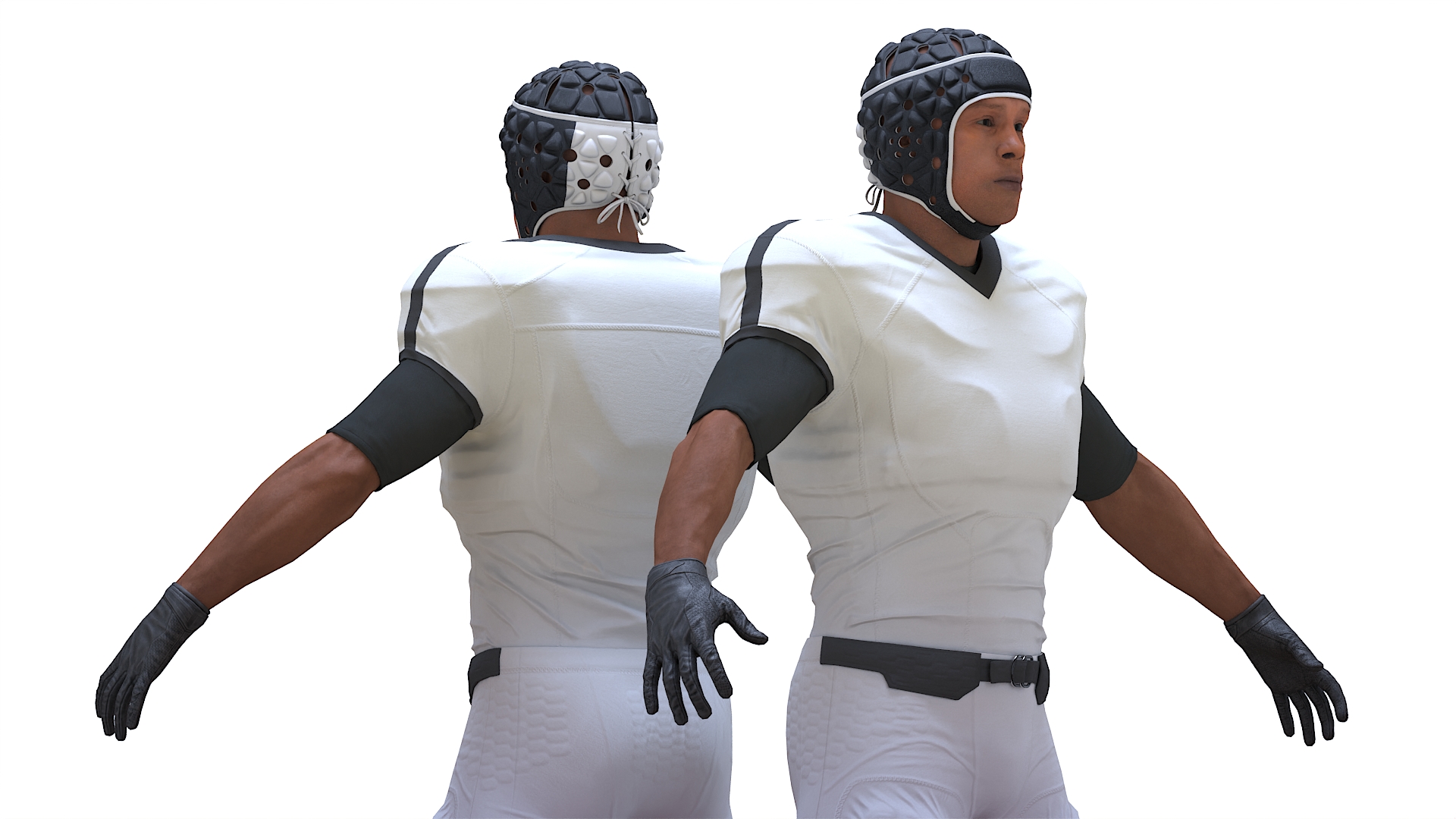 3D Uniform Black Man Football Player with Rugby Helmet Rigged model