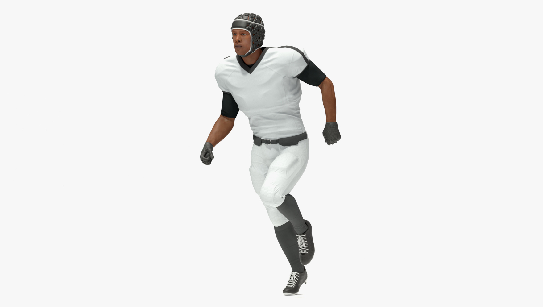 3D Uniform Black Man Football Player with Rugby Helmet Rigged model