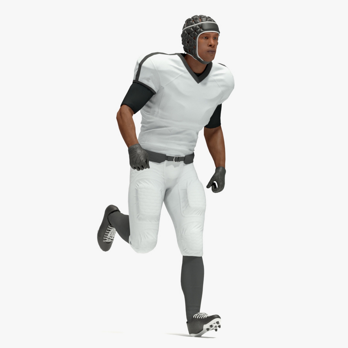 Uniform Black Man Football Player with Rugby Helmet Rigged for Maya 3D