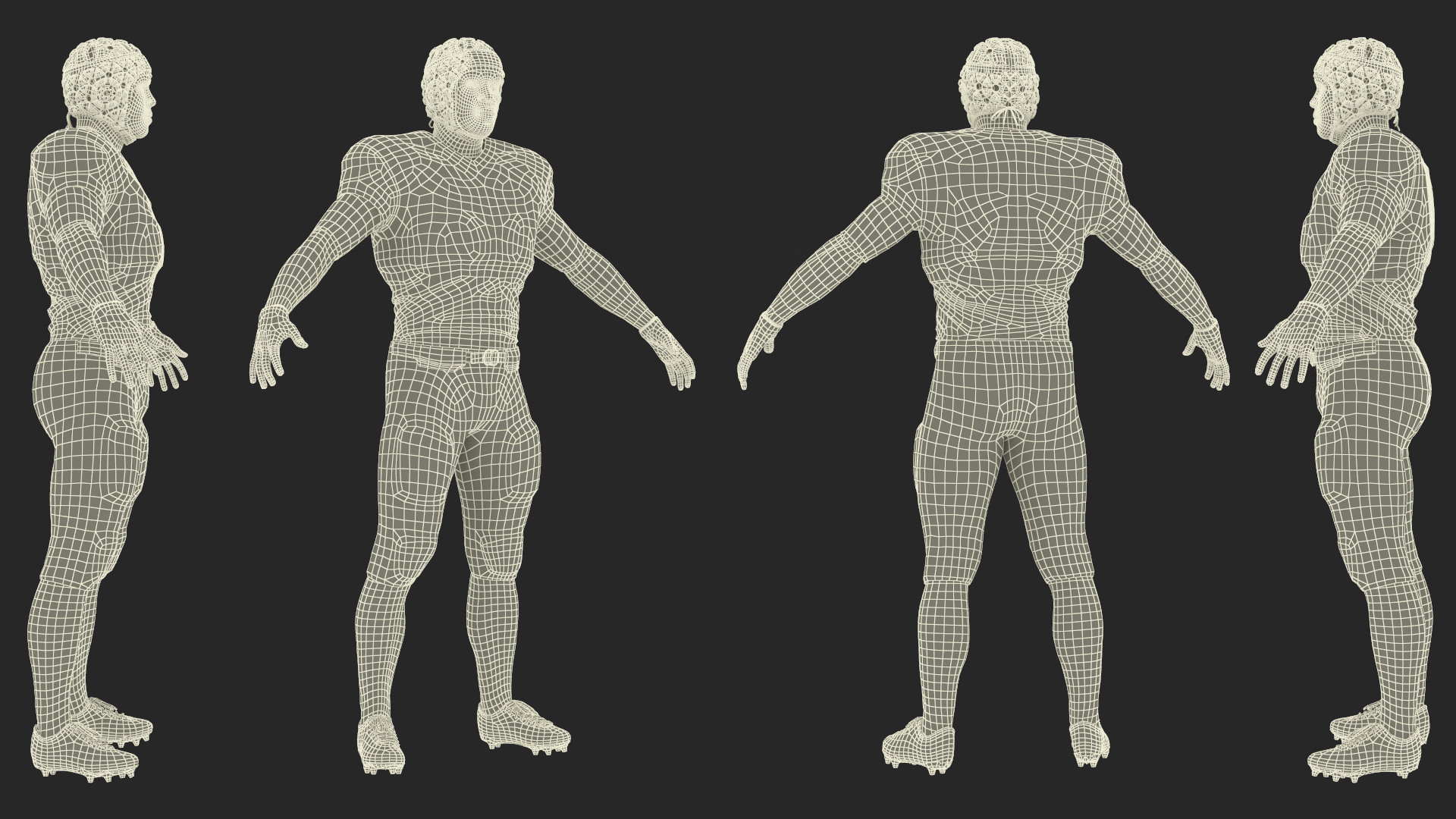 3D Uniform Black Man Football Player with Rugby Helmet Rigged model