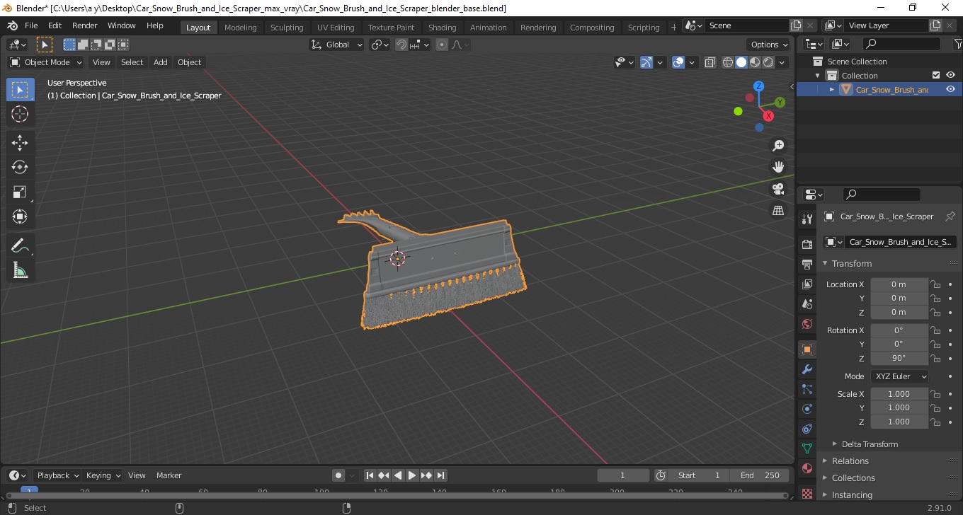 3D model Car Snow Brush and Ice Scraper