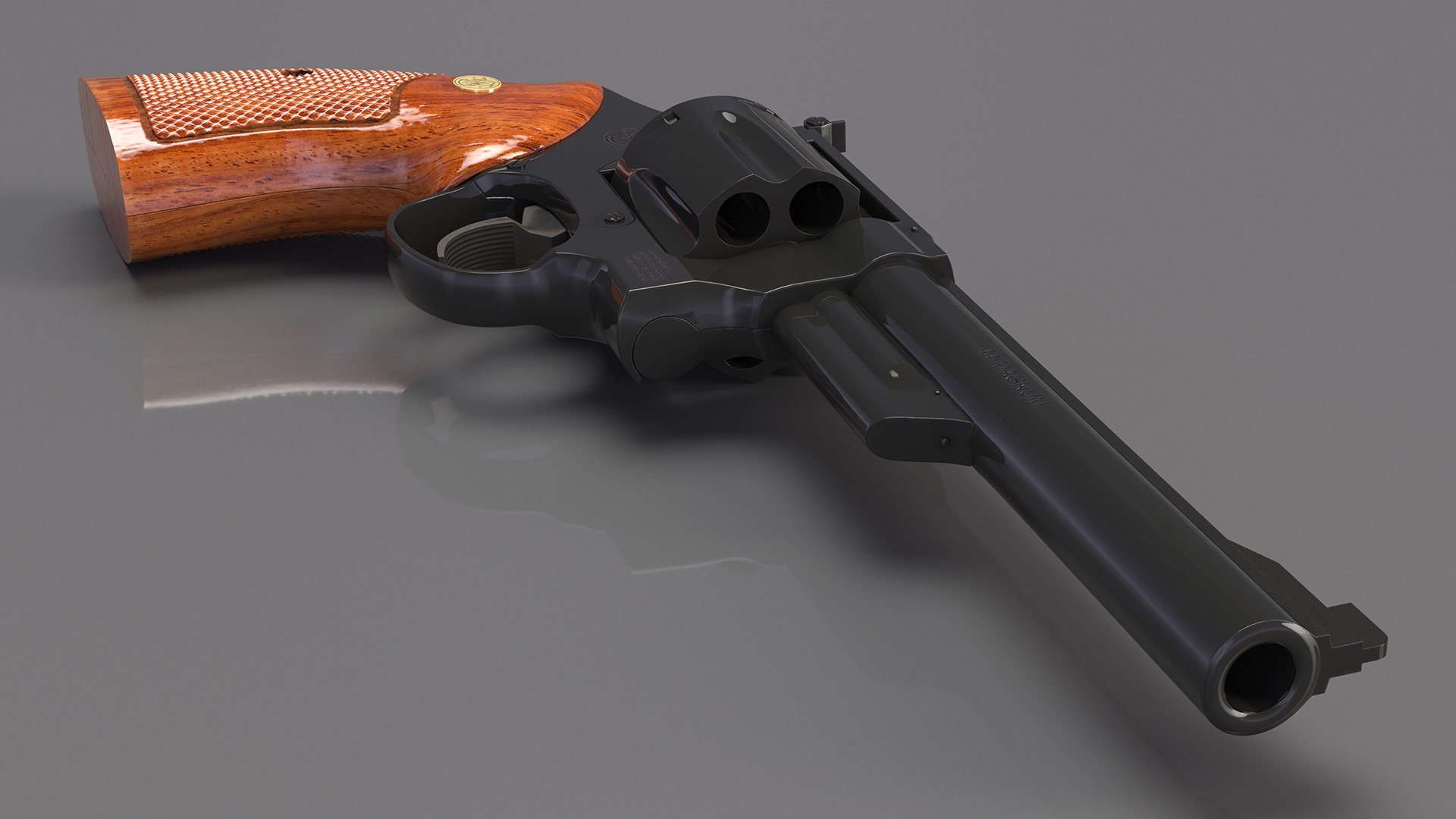 3D Black Revolver Pistol