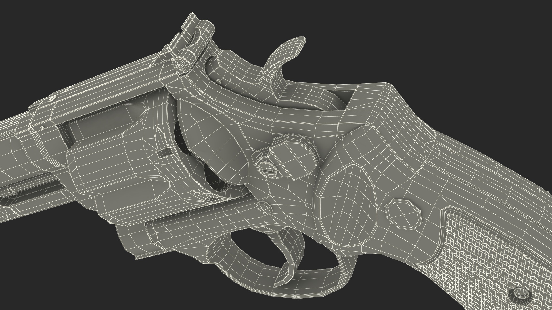 3D Black Revolver Pistol
