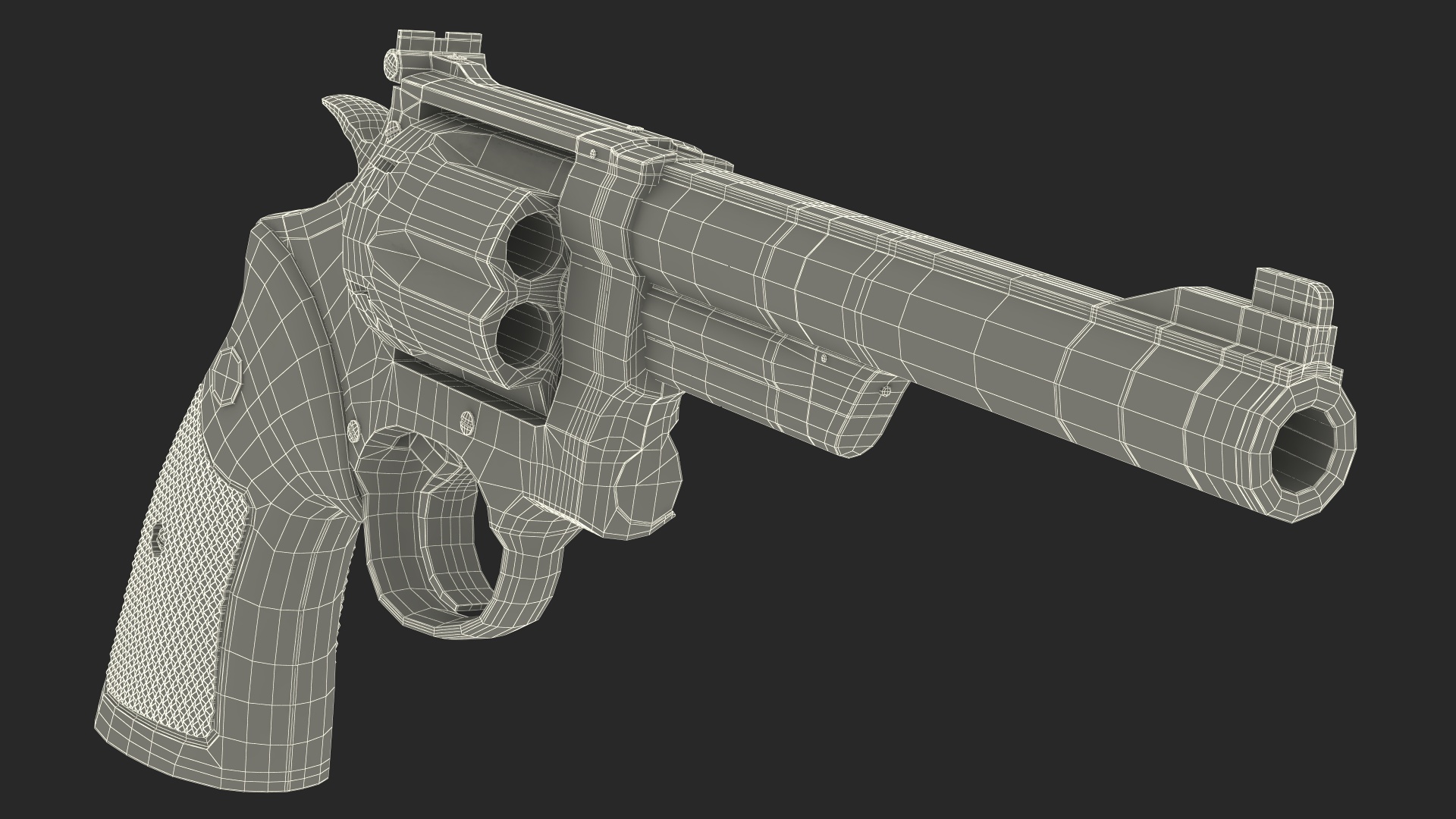 3D Black Revolver Pistol