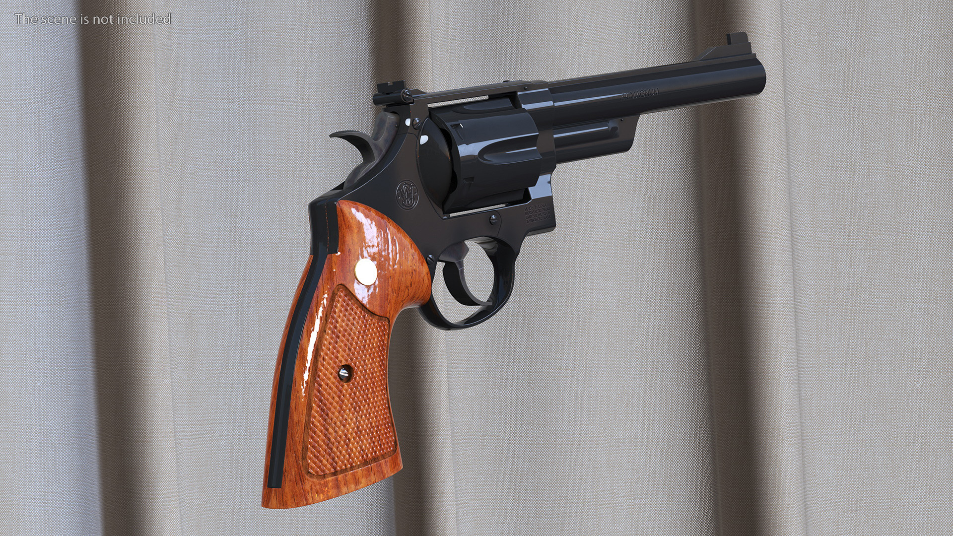 3D Black Revolver Pistol