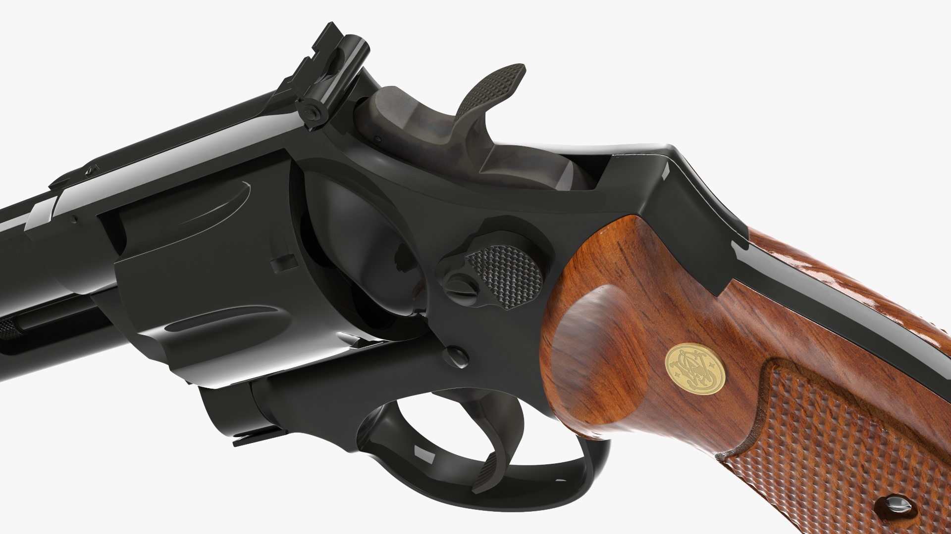 3D Black Revolver Pistol