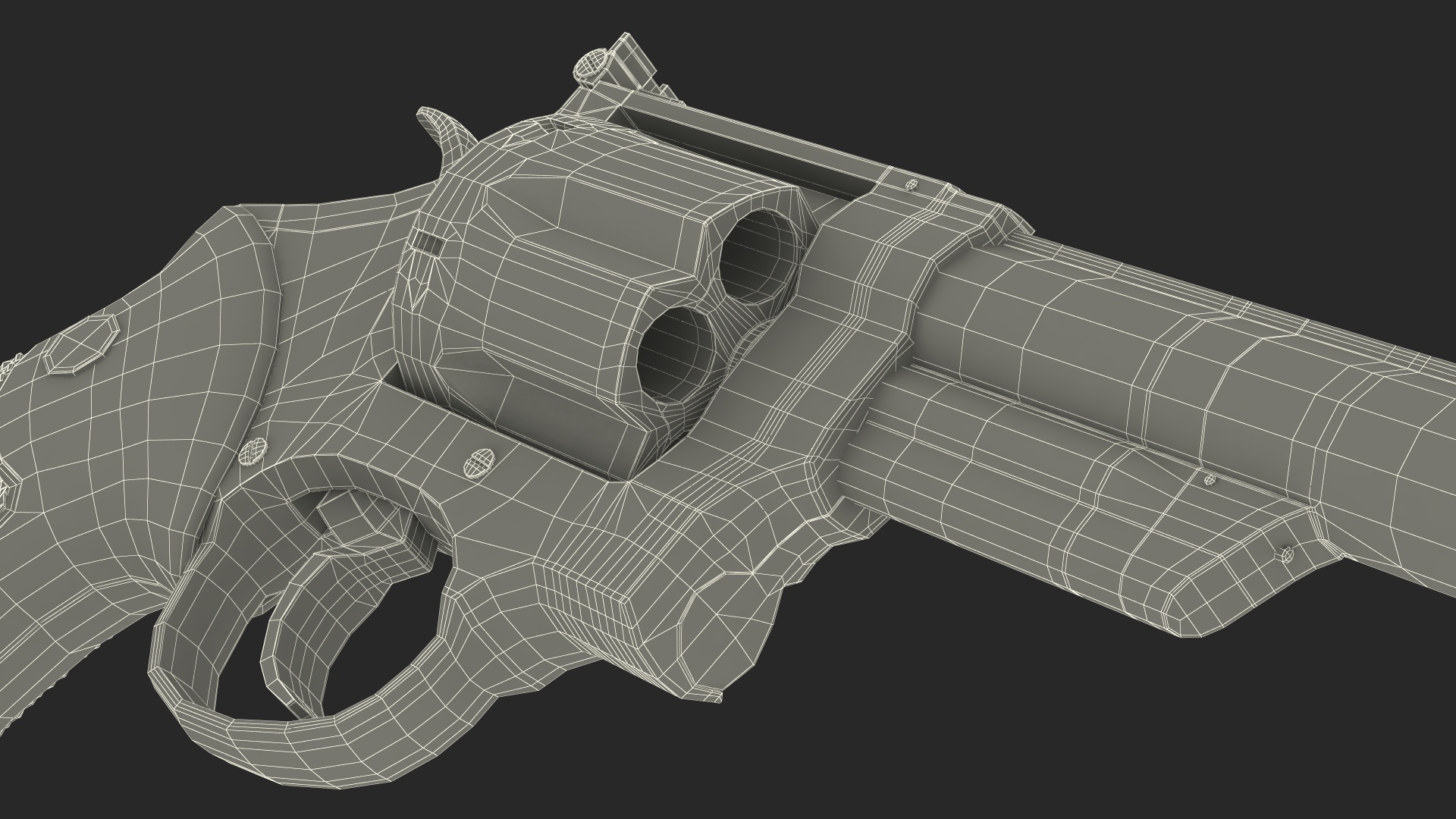 3D Black Revolver Pistol