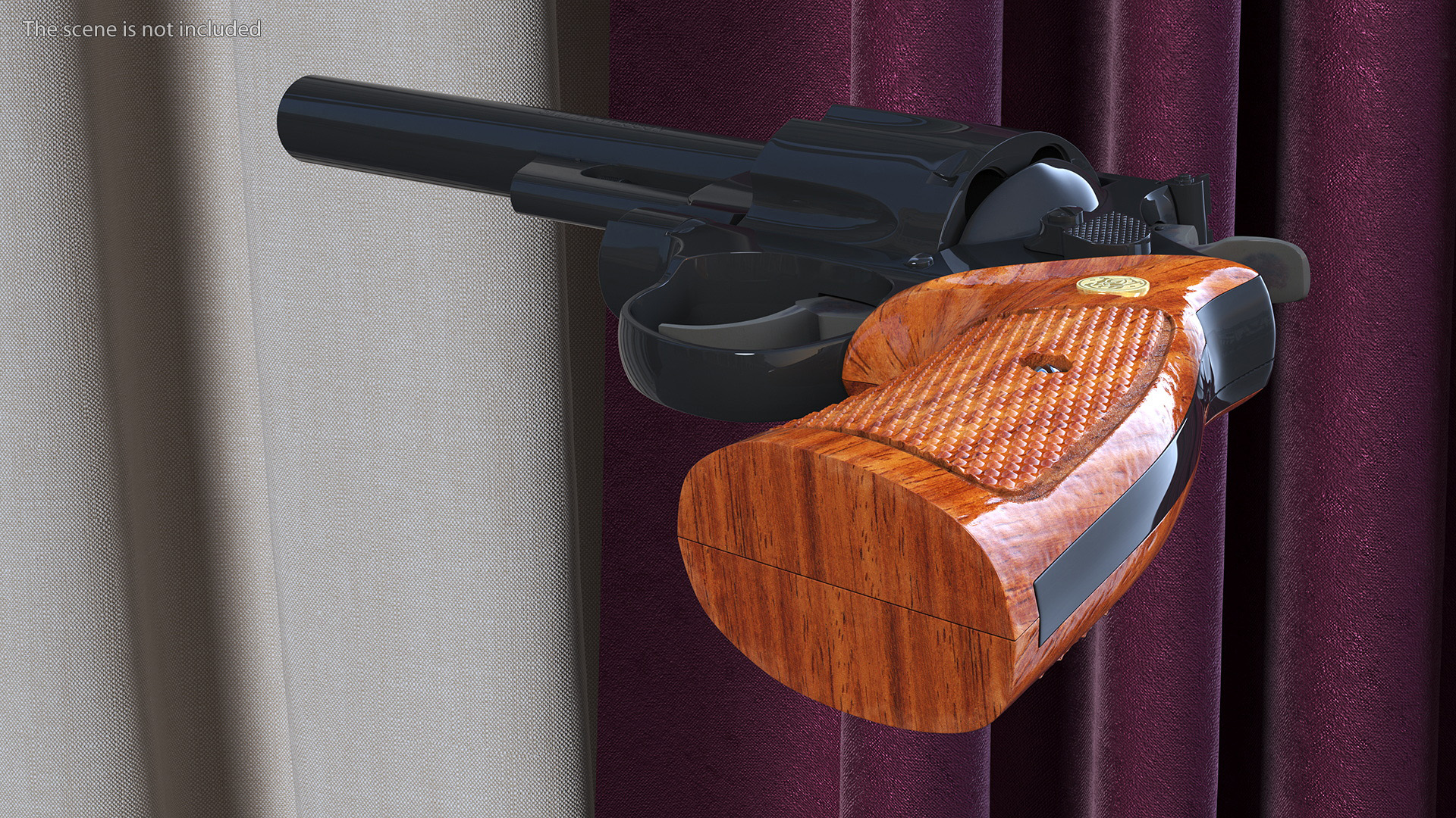 3D Black Revolver Pistol