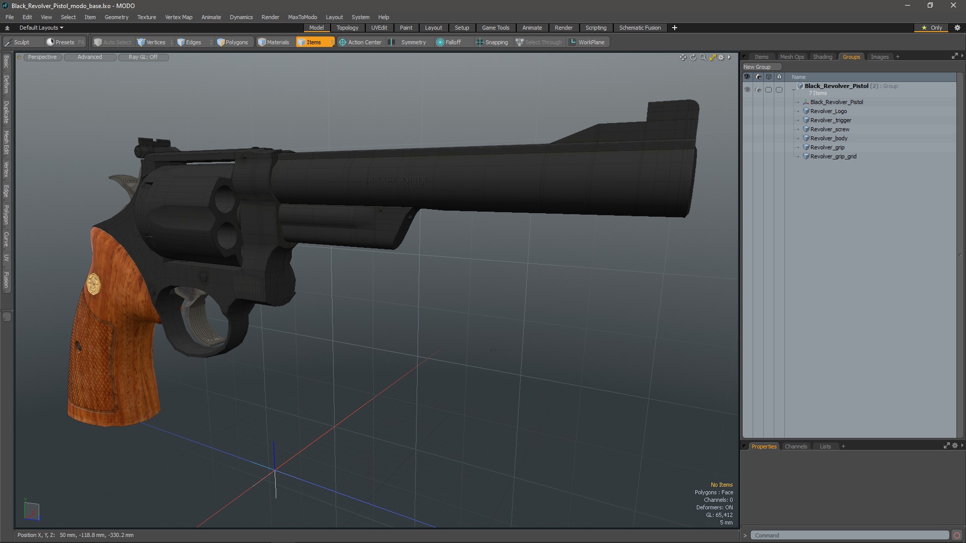 3D Black Revolver Pistol