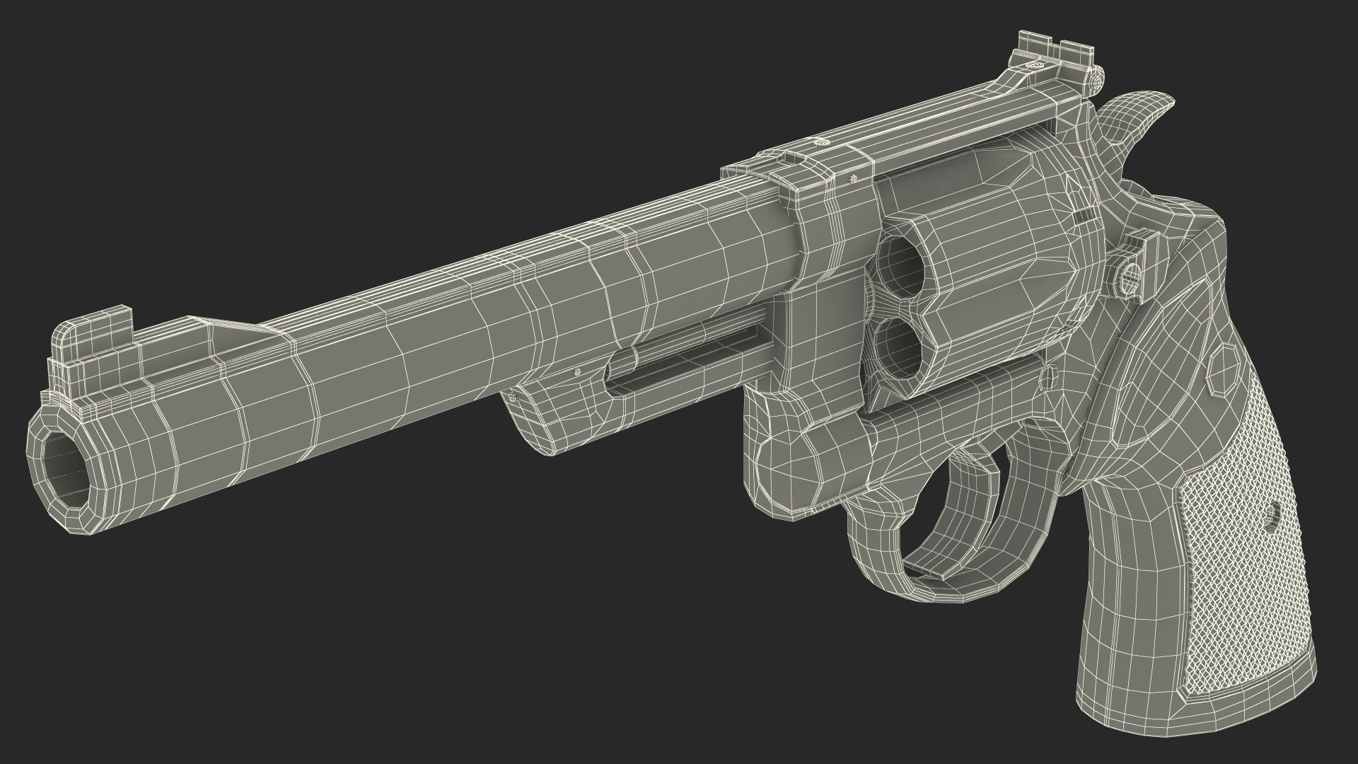 3D Black Revolver Pistol