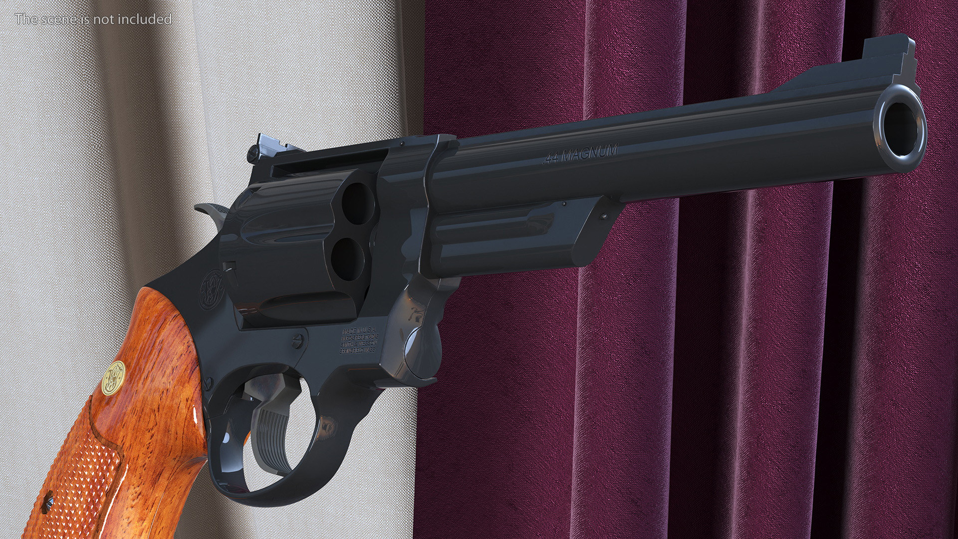 3D Black Revolver Pistol