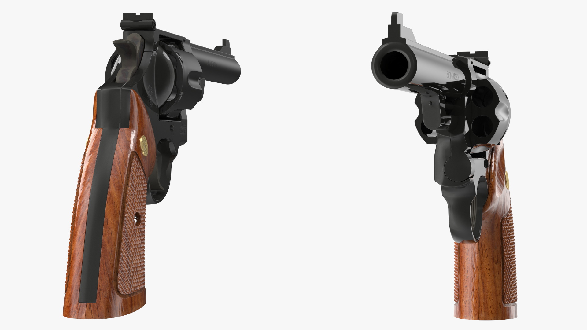 3D Black Revolver Pistol