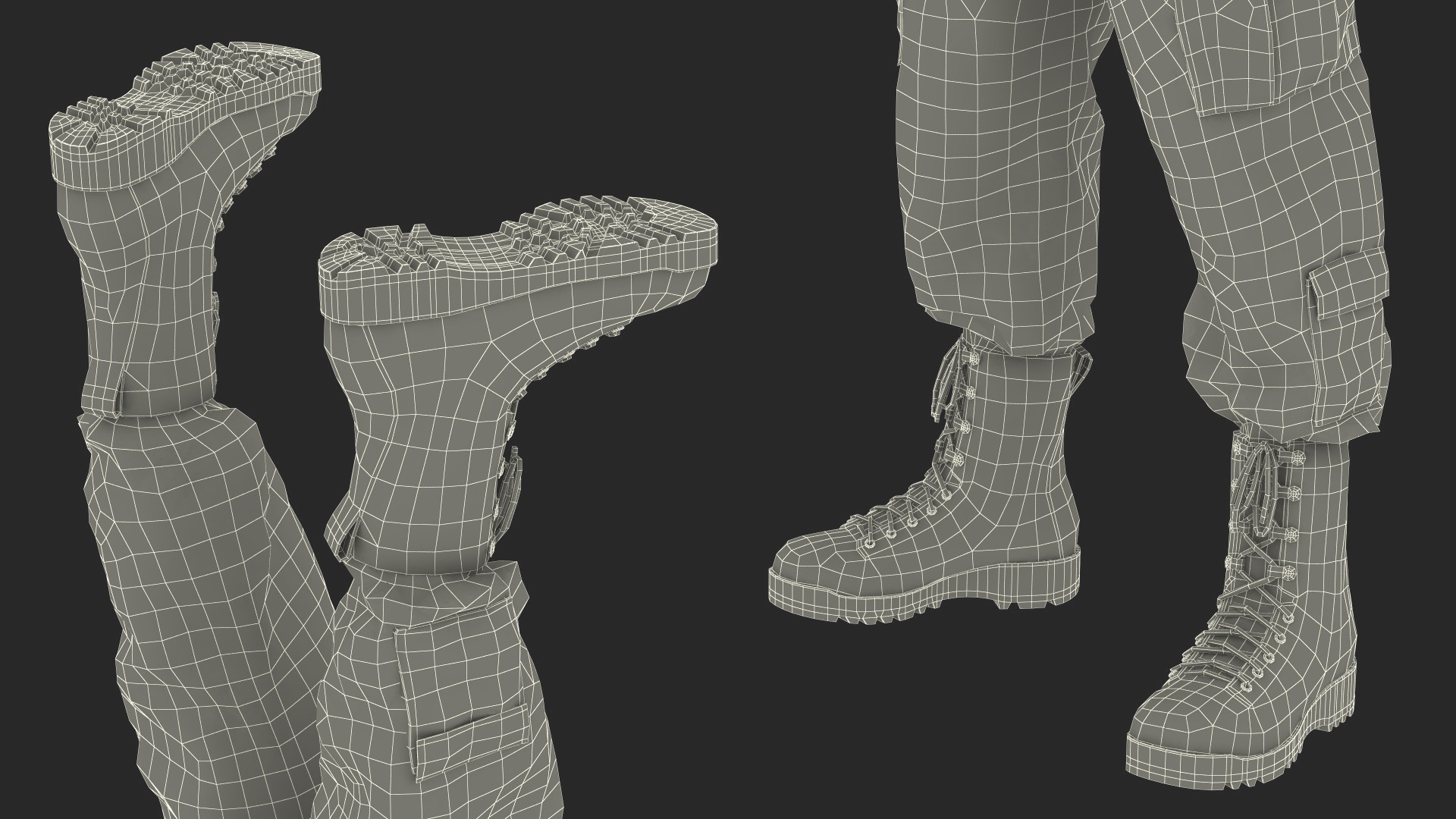 3D model Military Soldier in Grey Camo Fur Rigged