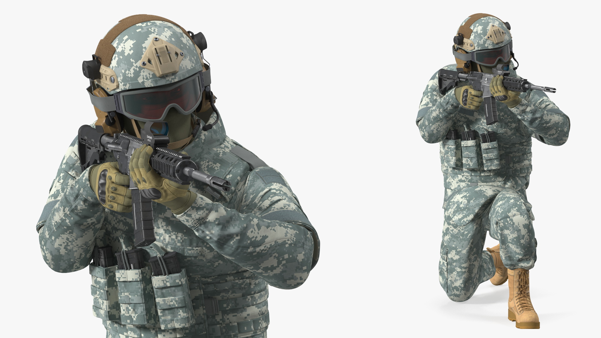 3D model Military Soldier in Grey Camo Fur Rigged