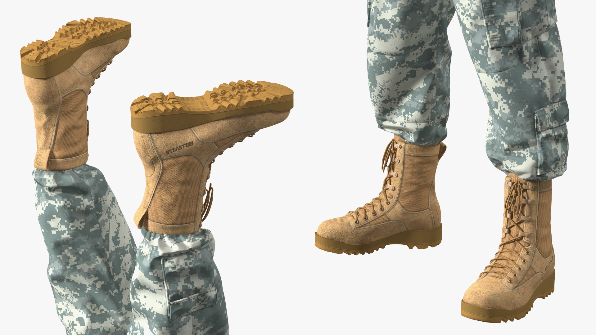 3D model Military Soldier in Grey Camo Fur Rigged