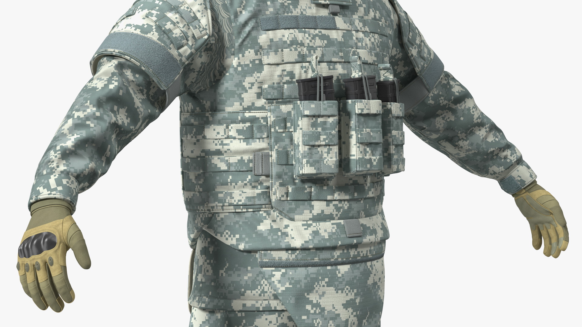 3D model Military Soldier in Grey Camo Fur Rigged