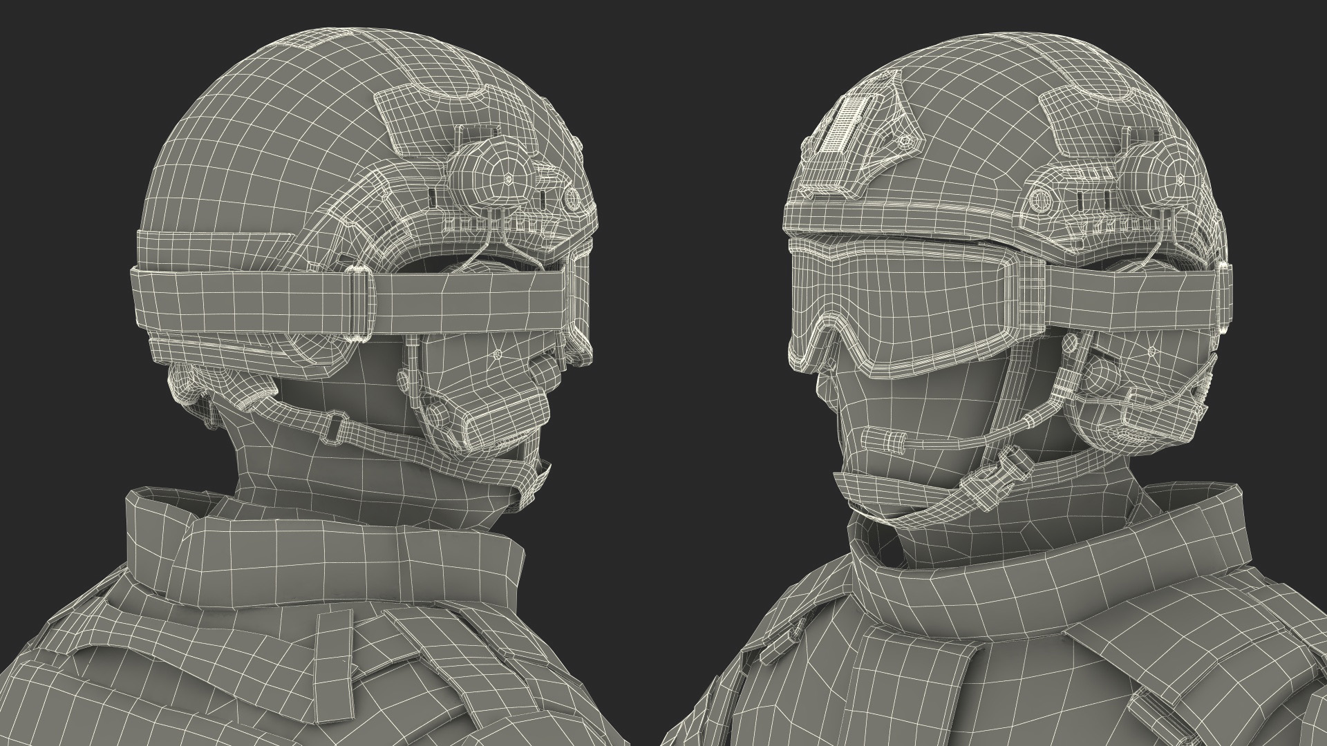 3D model Military Soldier in Grey Camo Fur Rigged
