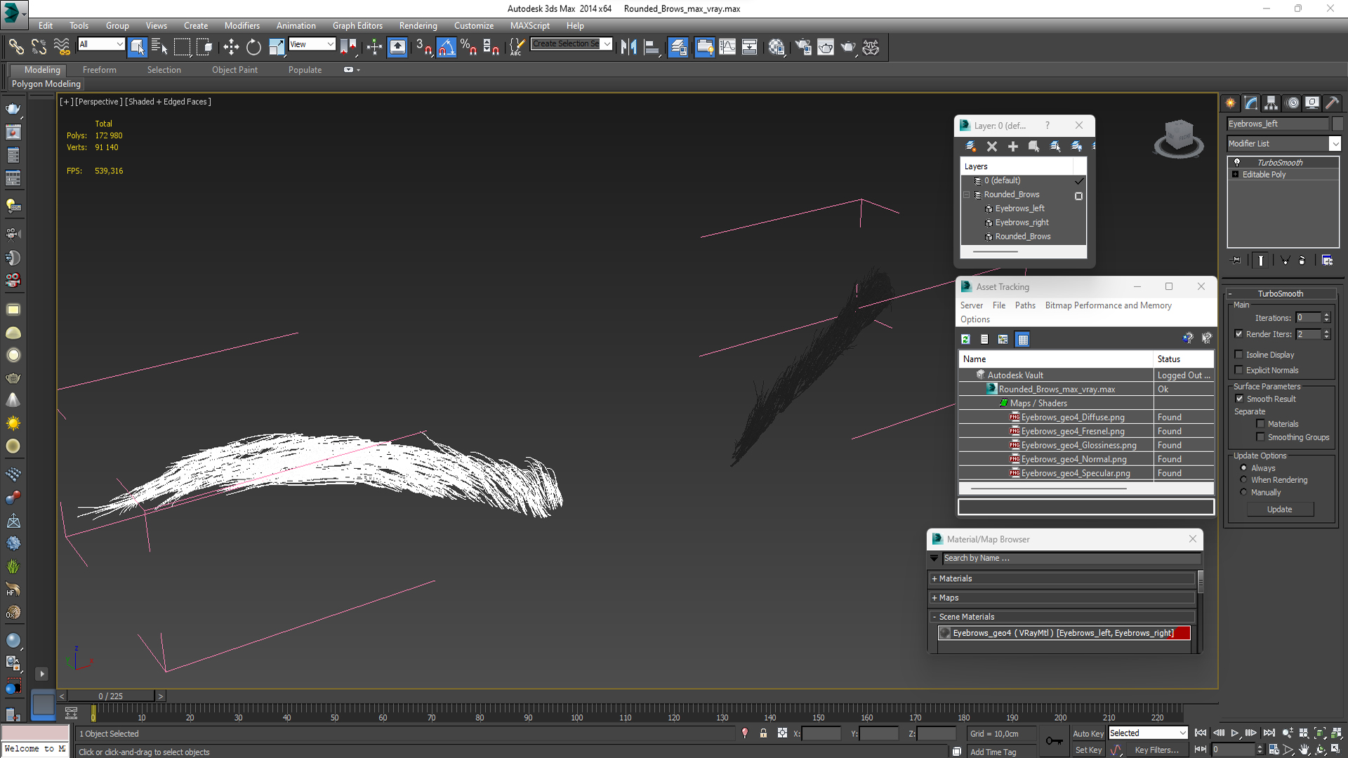 3D Rounded Brows model