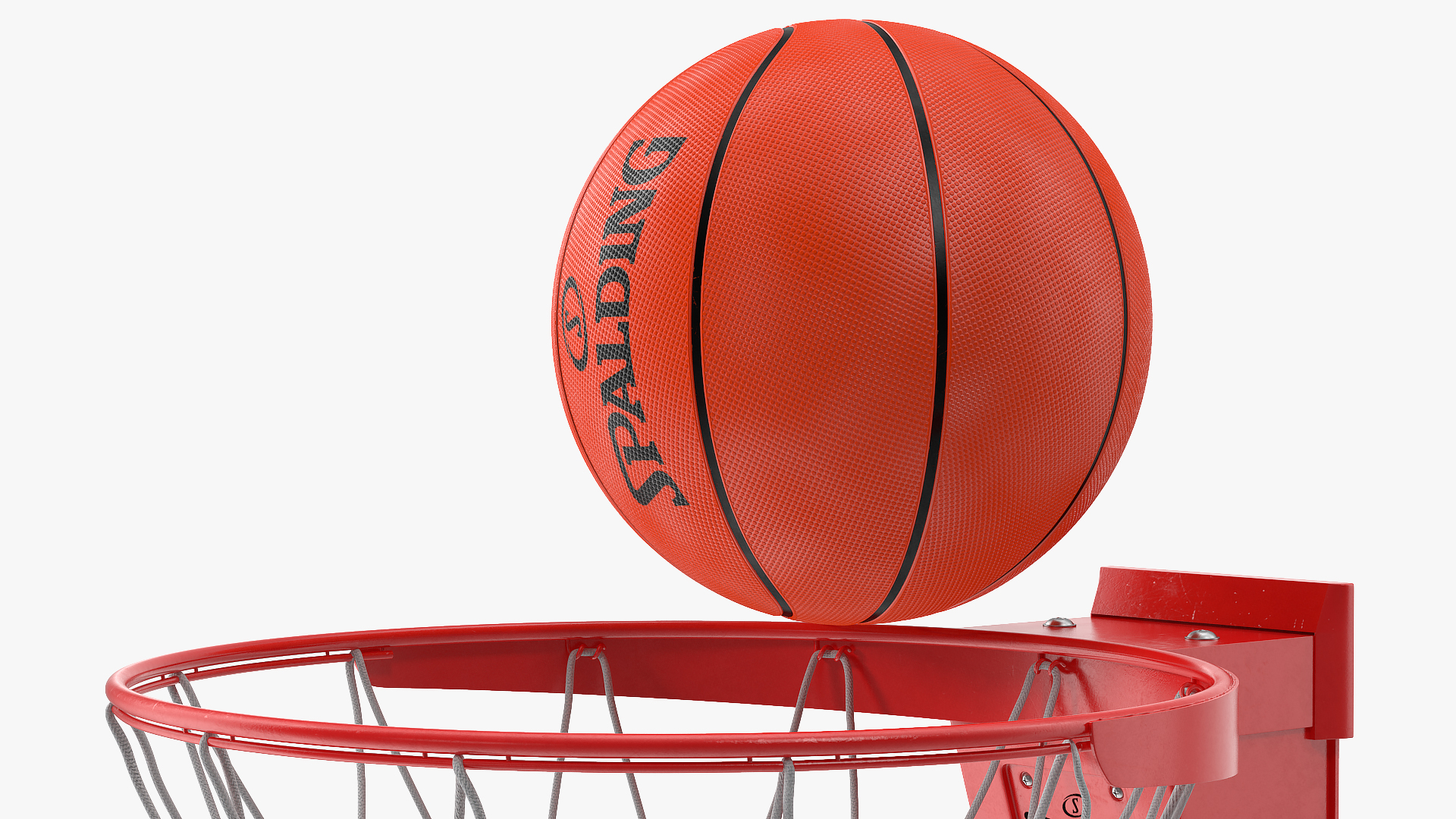 Animated Spalding Basketball Ball Flies into Ring 3D model