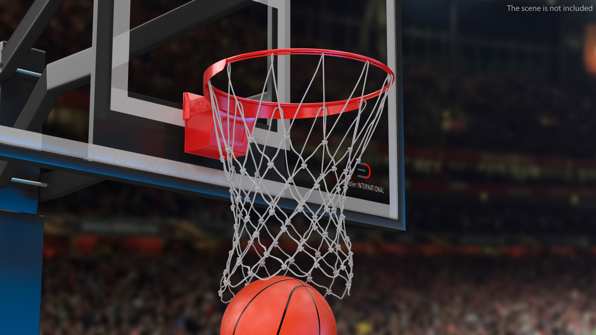Animated Spalding Basketball Ball Flies into Ring 3D model