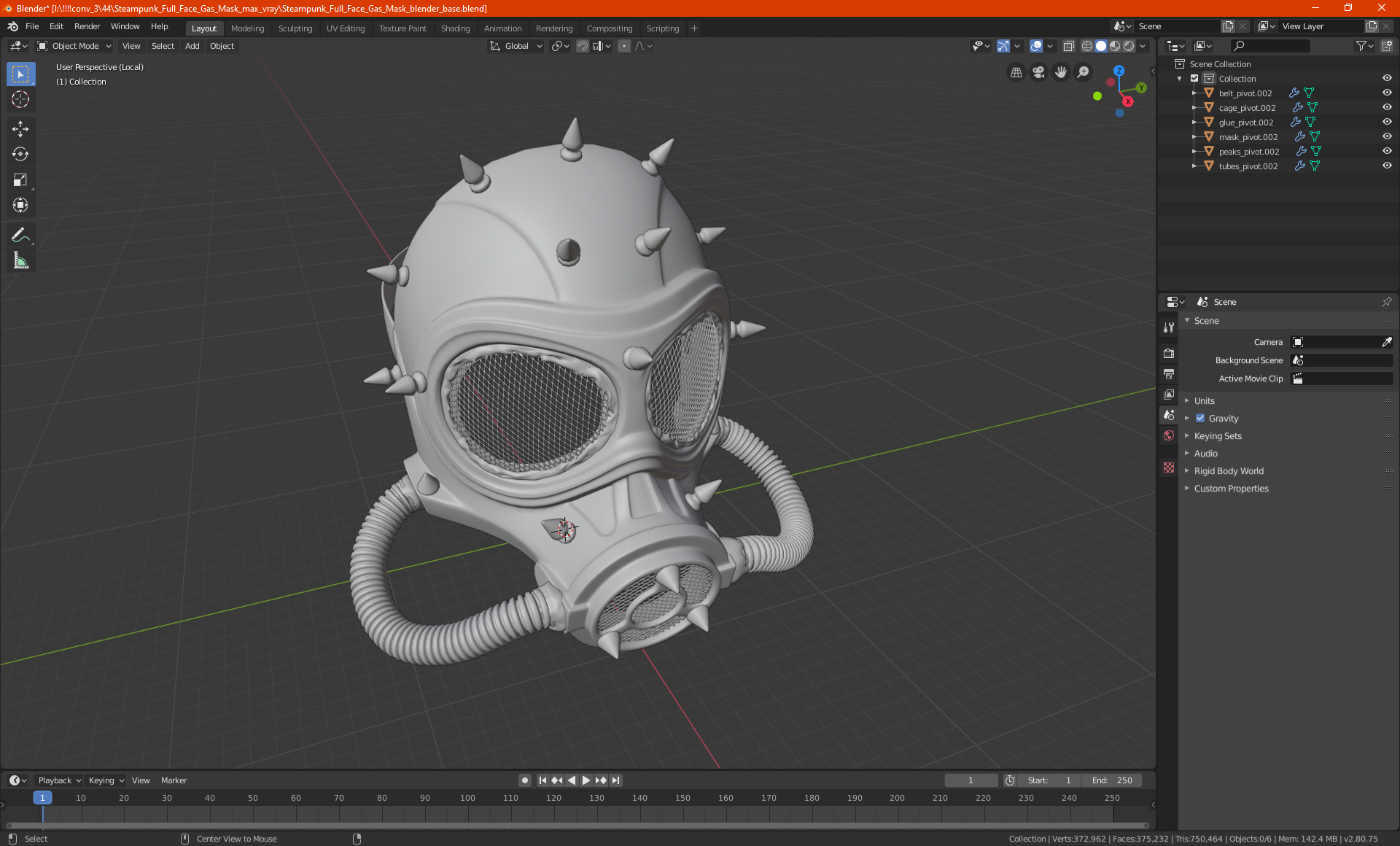 3D Steampunk Full Face Gas Mask model