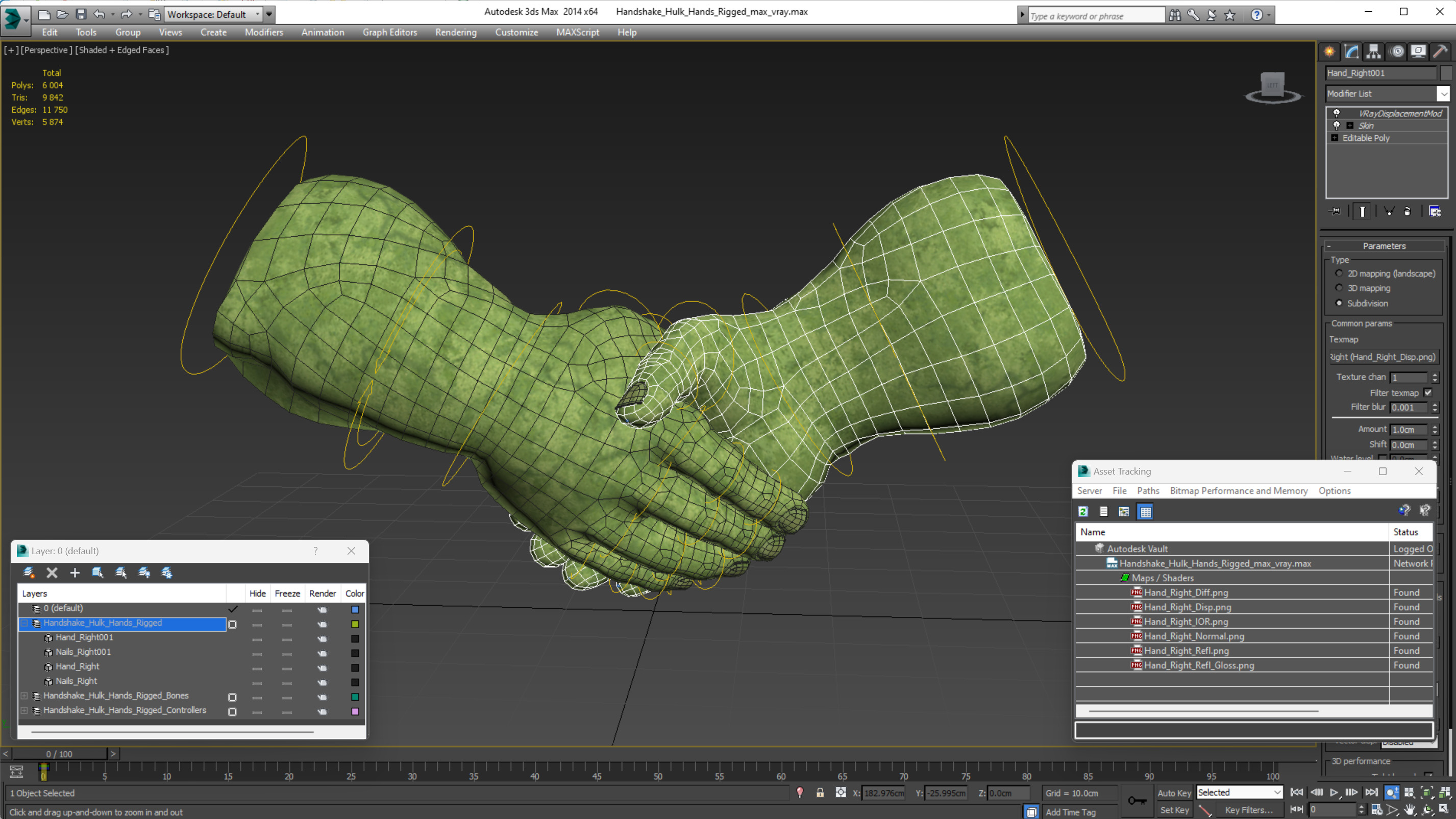 Handshake Hulk Hands Rigged 3D