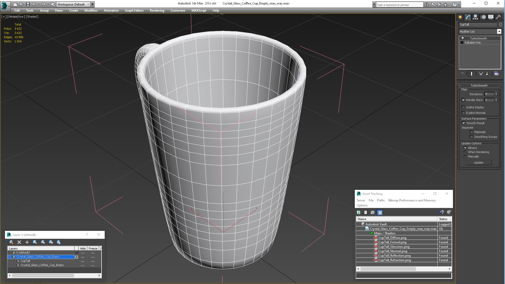 3D model Crystal Glass Coffee Cup Empty
