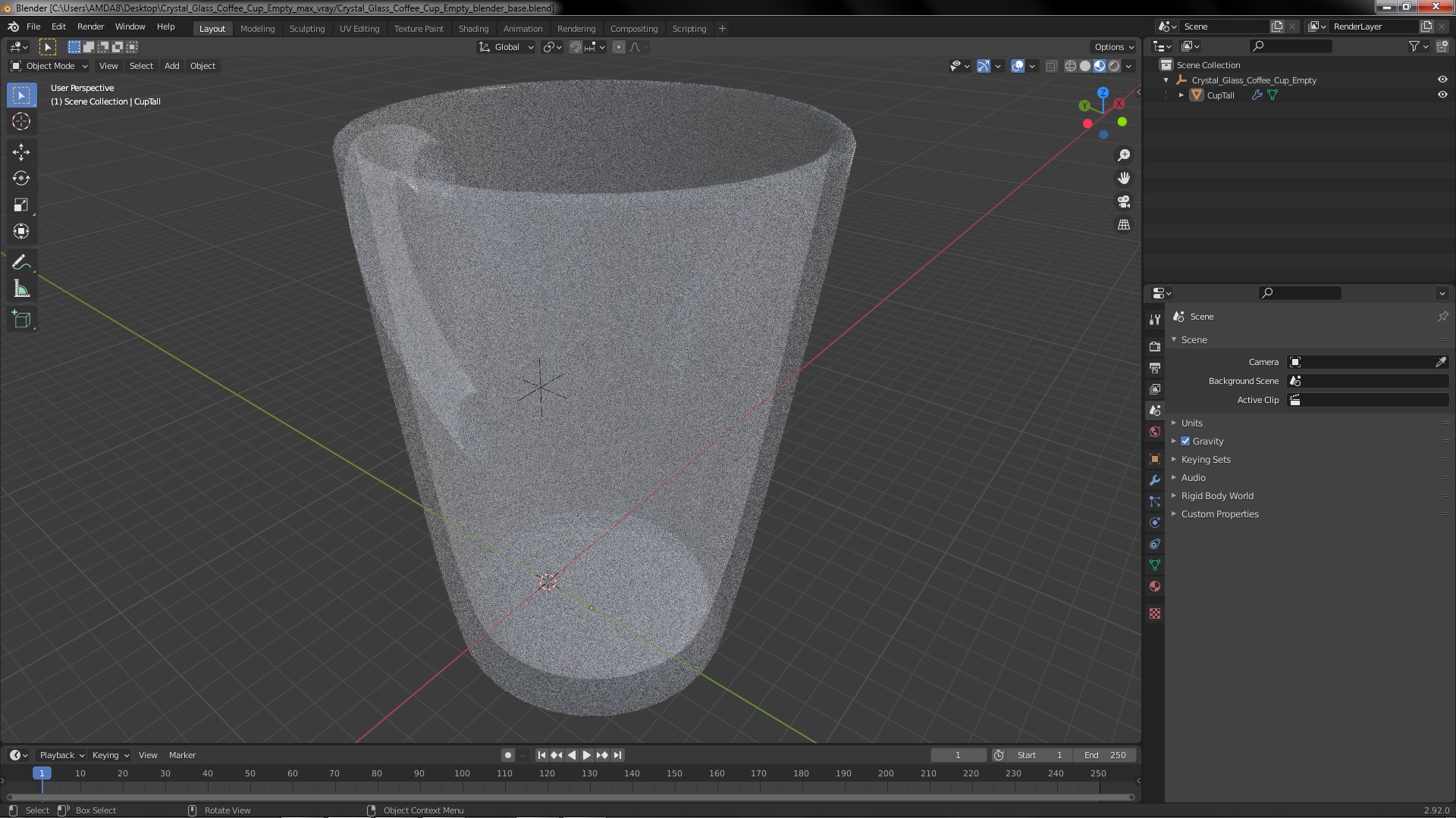 3D model Crystal Glass Coffee Cup Empty