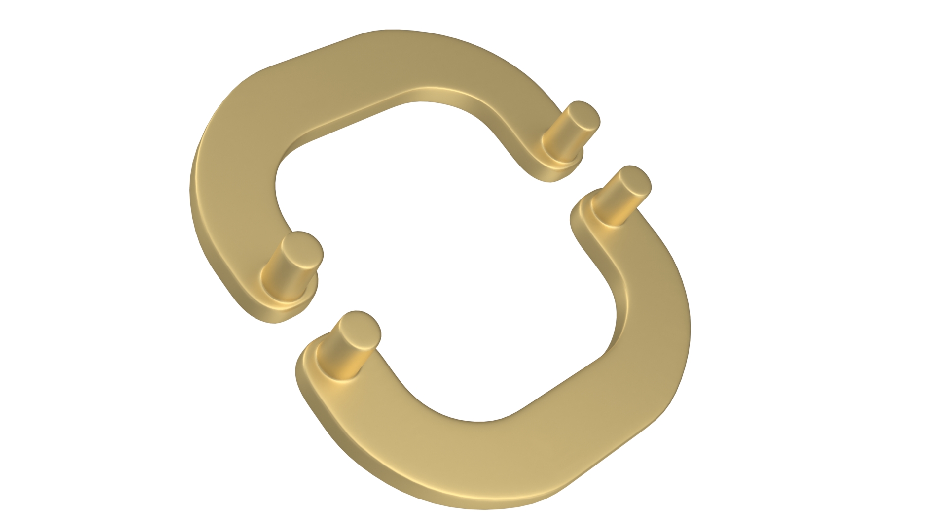 Door Handles Flat Square Gold 3D model