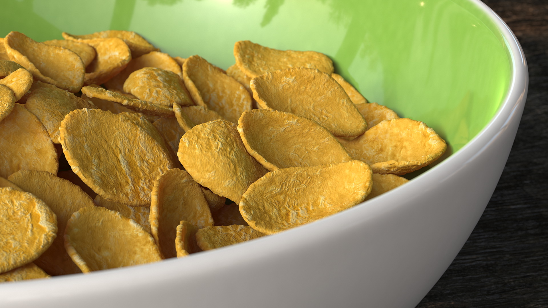 3D Dry Cereal Corn Flakes on a Plate model