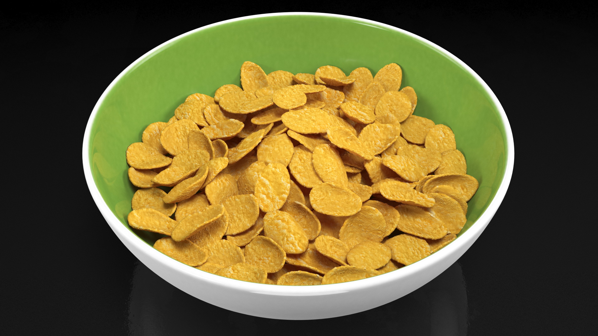 3D Dry Cereal Corn Flakes on a Plate model