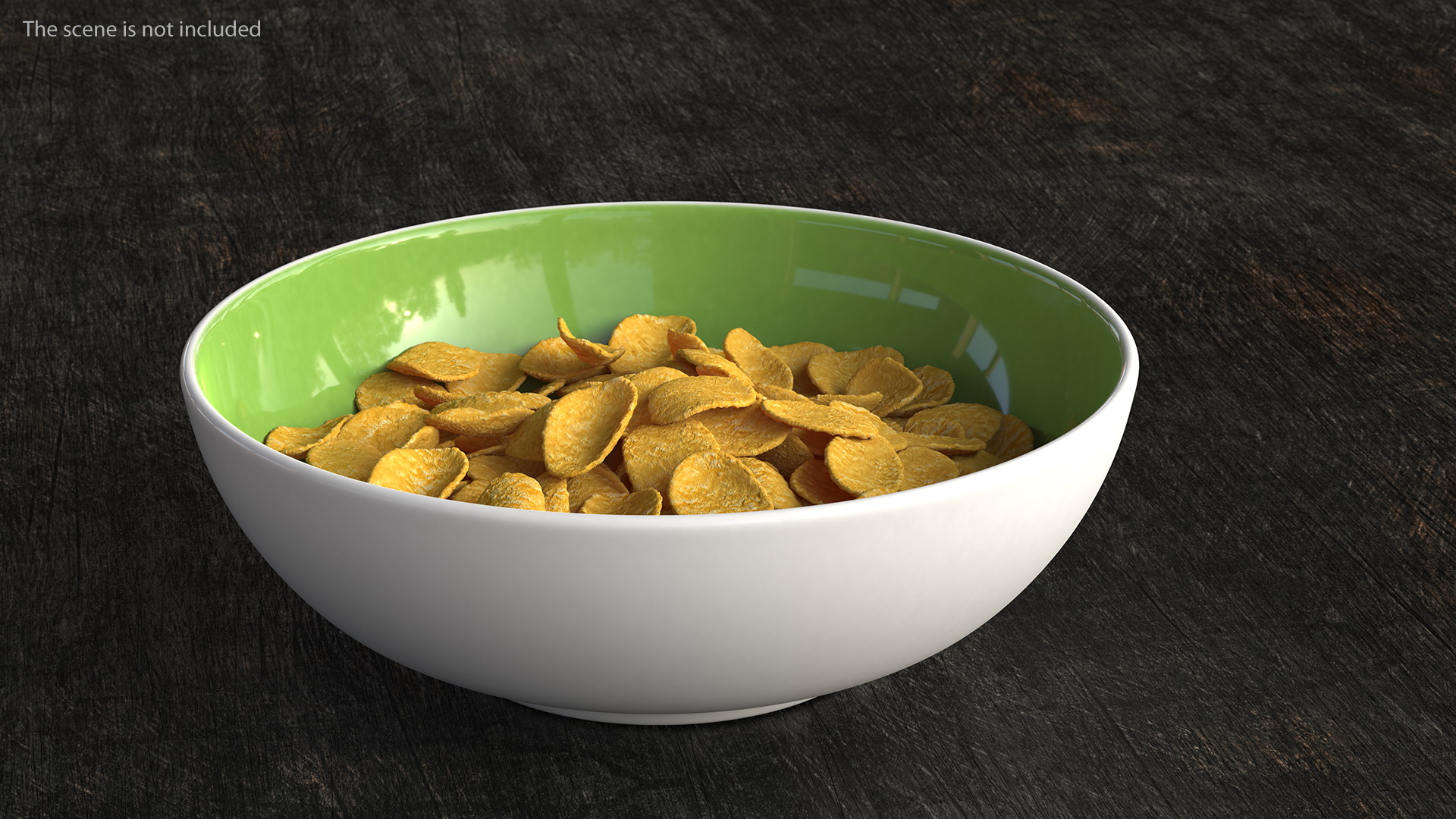 3D Dry Cereal Corn Flakes on a Plate model