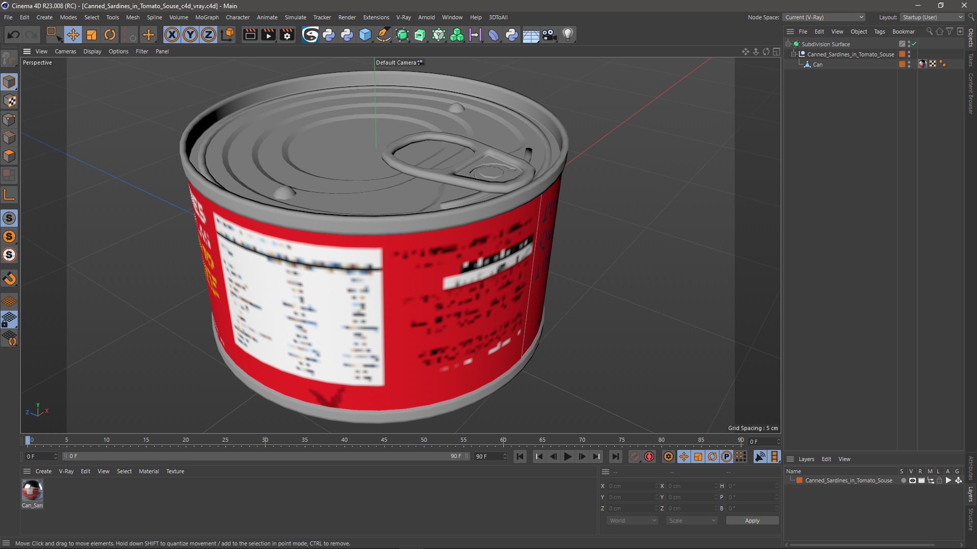 3D Canned Sardines in Tomato Souse