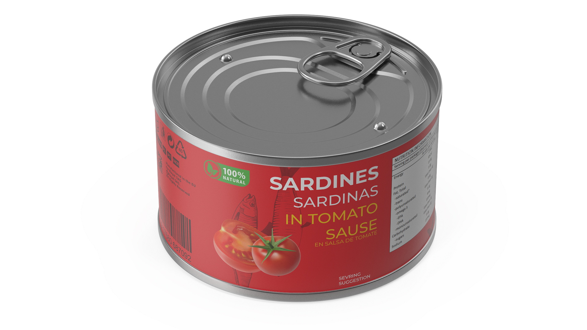 3D Canned Sardines in Tomato Souse