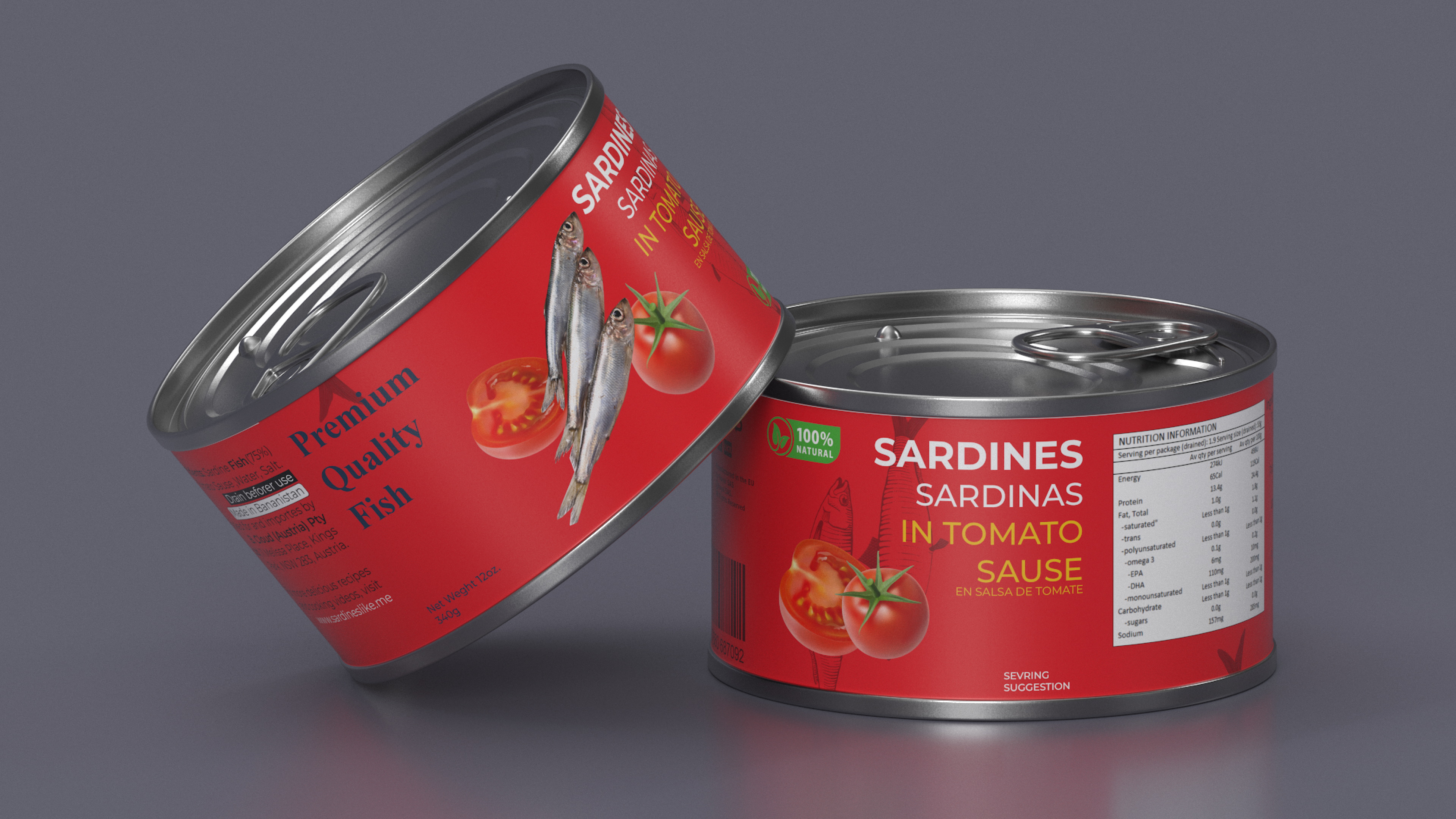 3D Canned Sardines in Tomato Souse