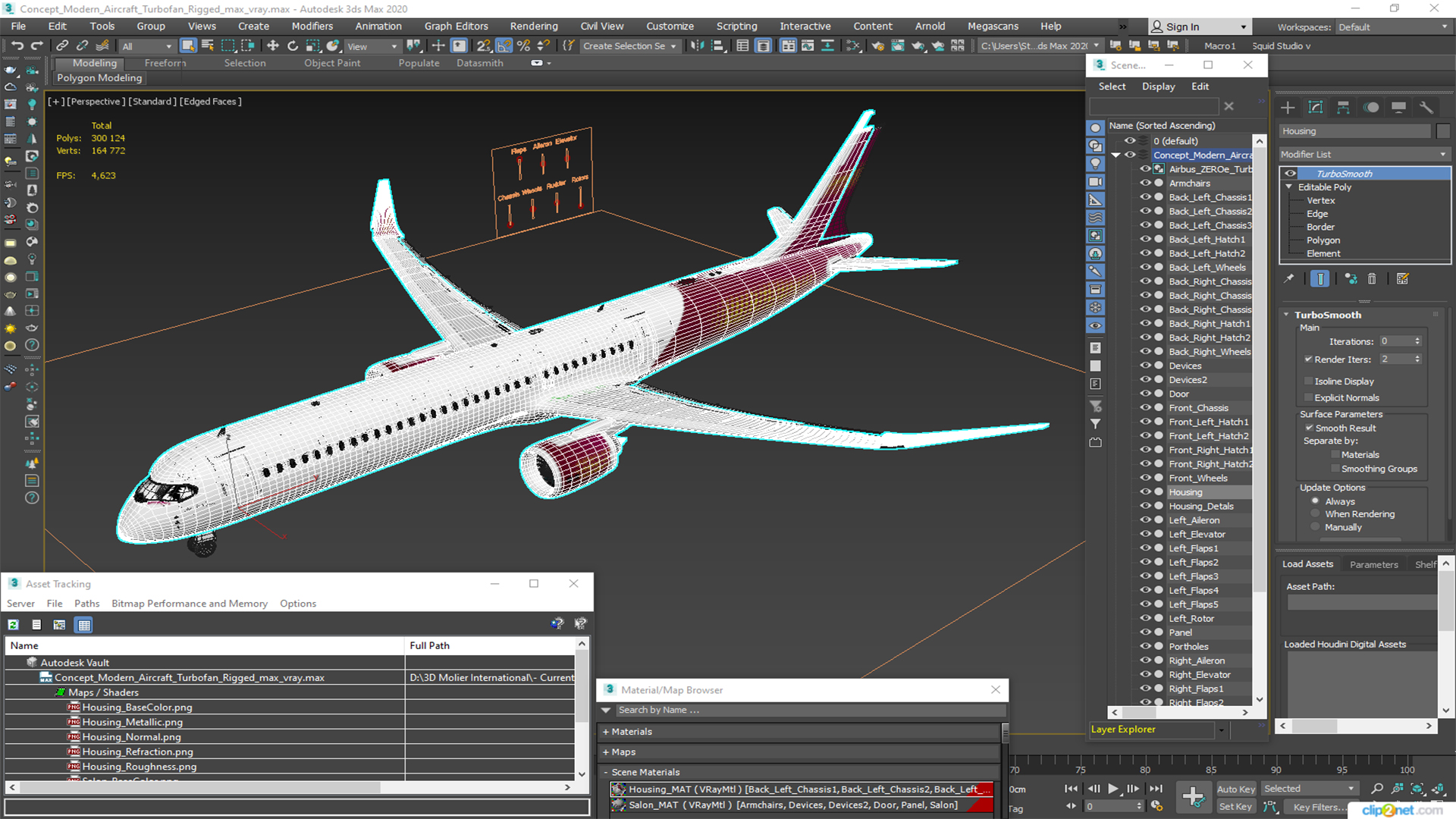 3D Concept Modern Aircraft Turbofan Rigged for Maya model