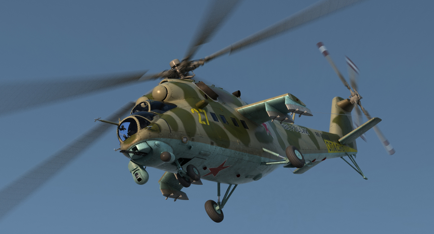 Russian Helicopter Mi 35M Rigged 3D