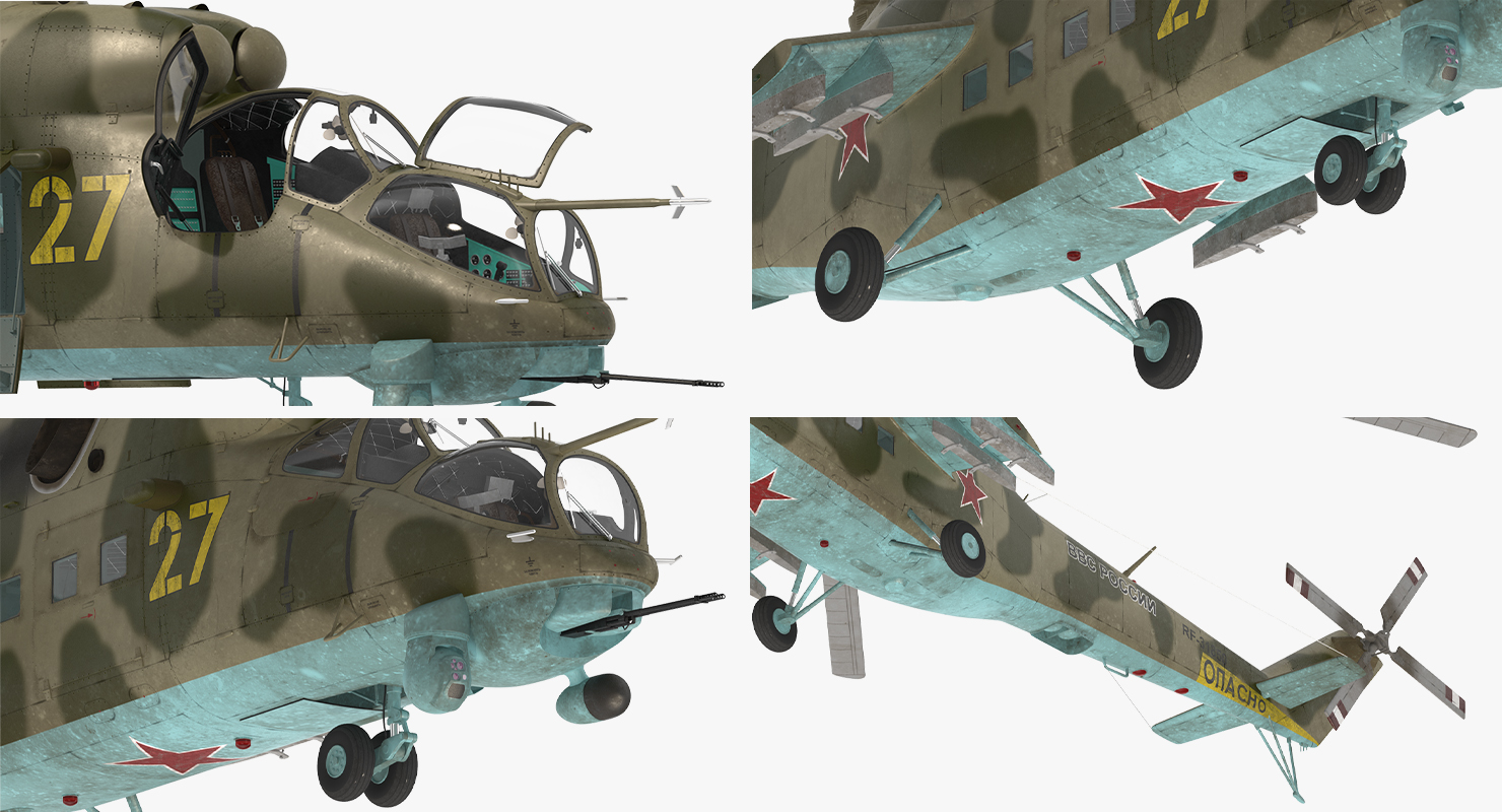 Russian Helicopter Mi 35M Rigged 3D