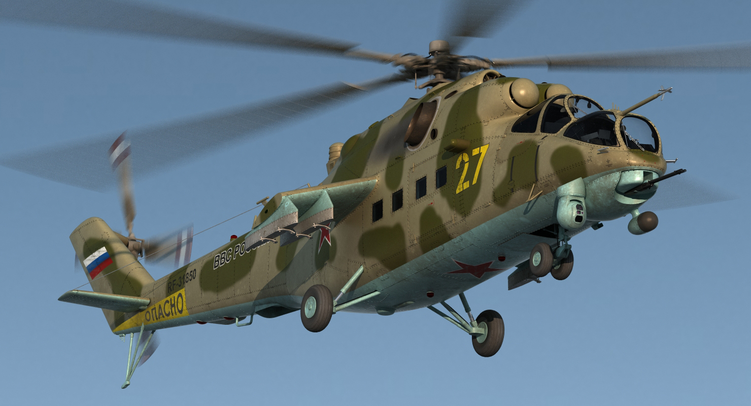 Russian Helicopter Mi 35M Rigged 3D