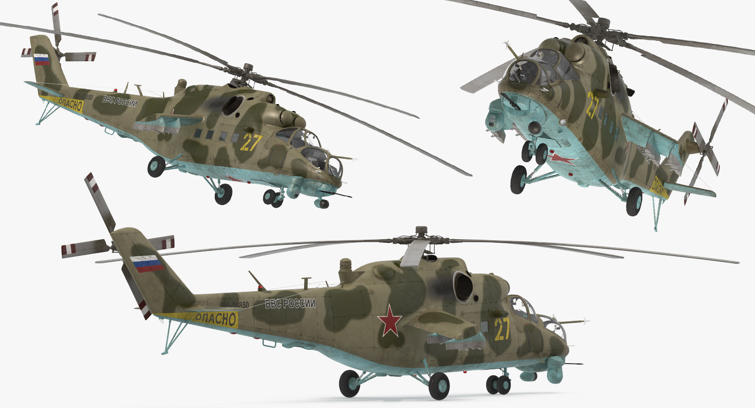 Russian Helicopter Mi 35M Rigged 3D