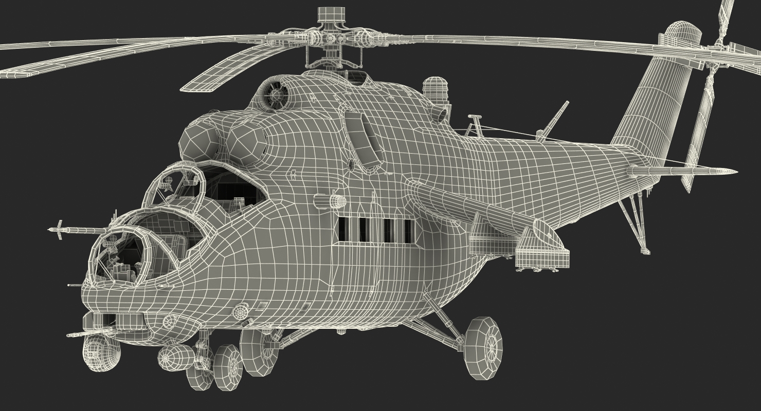 Russian Helicopter Mi 35M Rigged 3D