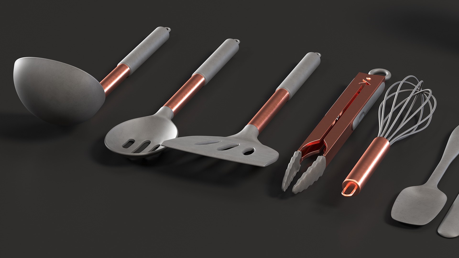 Kitchen Cooking Utensils Pink Gold 3D model