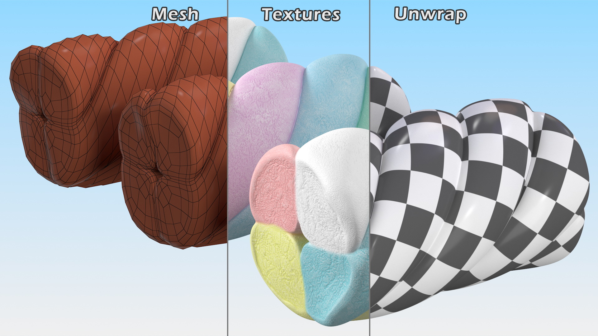 Multi Colored Marshmallow Twists 3D