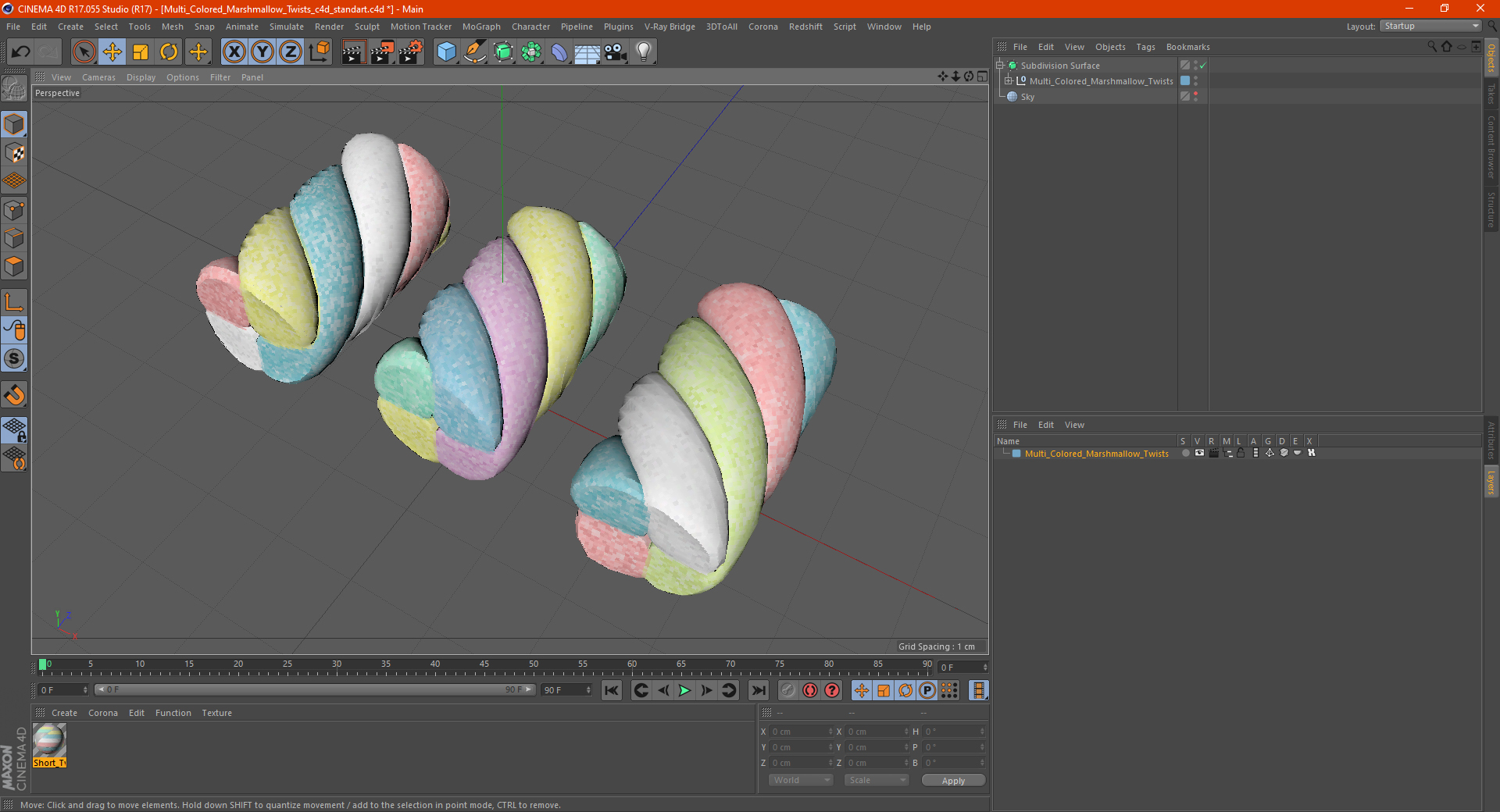 Multi Colored Marshmallow Twists 3D