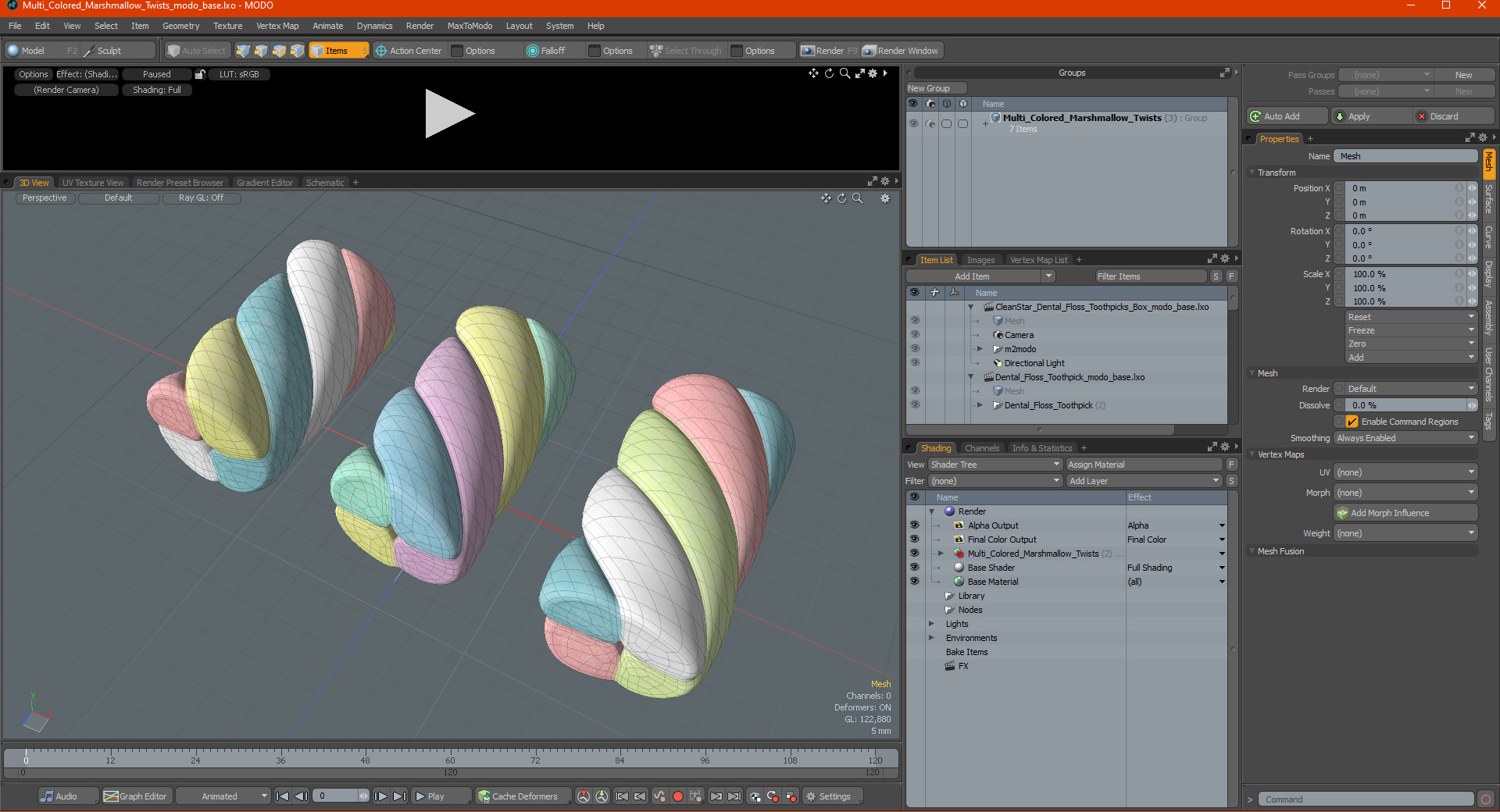Multi Colored Marshmallow Twists 3D