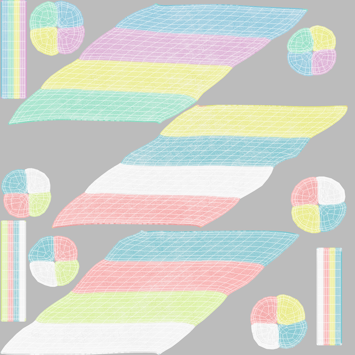 Multi Colored Marshmallow Twists 3D