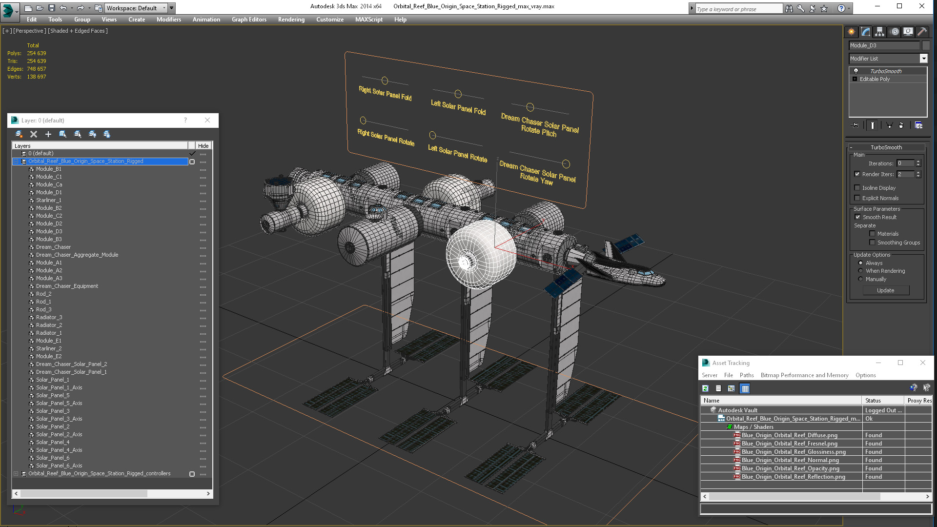 3D model Orbital Reef Blue Origin Space Station Rigged